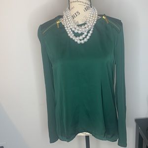 Michael Kors Women's Zip-shoulder Green Blouse
